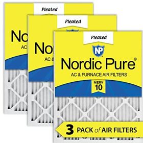 Nordic Pure 16x20x1 Merv 10 Pleated Ac Furnace Air Filters 3 Pack