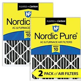 Nordic Pure 16x20x4 Merv 10 Pleated Plus Carbon Ac Furnace Air Filters 2 Pack