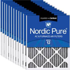 16x24x1pm12c-12 Nordic Pure 16x24x1 15 1/2 X 23 3/4 Furnace Air Filters Merv 12 Pleated Plus Carbon