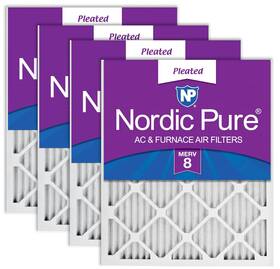 16x25x1m8-4 Nordic Pure 4 - 16 X 25 1 15 1/2 24 3/4 Pleated Merv 8 Air Filters