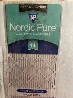 16x25x5hm14 Nordic Pure C-1 16x25x5 4 3/8 Honeywell Replacement Air Filters Merv 14 Plus Carbon 1 Pack