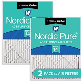 Nordic Pure 18x18x1 Merv 14 Pleated Plus Carbon Ac Furnace Air Filters 2 Pack