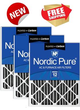 18x18x1pm12c-3 Nordic Pure 18x18x1 Ac And Furnace Air Filters Merv 12 Pleated Plus Carbon 3 Pack