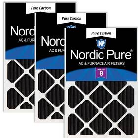 18x18x2pcp-3 Nordic Pure 18x18x2 Carbon Pleated Odor Reduction Merv 8 Furnace Filters 3-pack