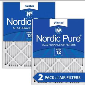 18x20x1m12-2 Nordic Pure 18x20x1 Pleated Merv 12 Ac And Furnace Air Filters 2-pack