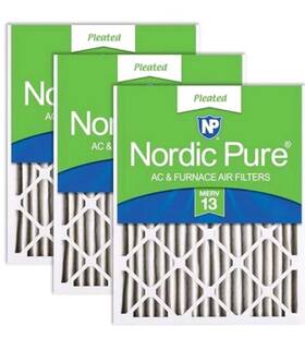18x20x2m13-3 Nordic Pure 18x20x2 Pleated Merv 13 Air Filters 3 Pack