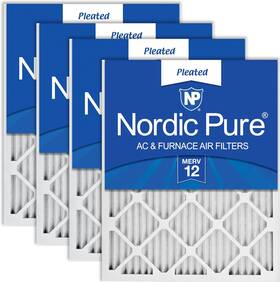 20x20x1m12-4 Nordic Pure 20x20x1 19 1/2 X 3/4 Pleated Merv 12 Air Filters 4 Pack