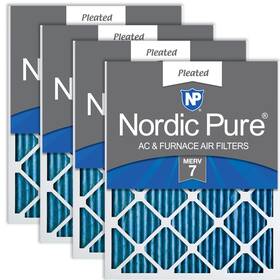 20x20x1m7-4 Nordic Pure 20x20x1 Actual Size 19 1/2 X 3/4 Pleated 7 Air Filters 4 Pack