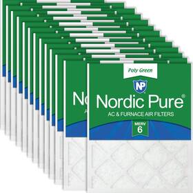 20x20x1polygreen-24 Nordic Pure 20x20x1 Actual Size 19 1/2 X 3/4 Poly Green Merv 6 Ac