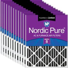 20x20x2pm8c-12 Nordic Pure 20x20x2 19 1/2 X 1 3/4 Furnace Air Filters Merv 8 Pleated Plus Carbo