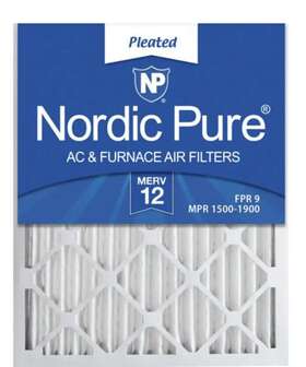 20x20x4pm12c-1 Nordic Pure 20x20x4 3 5/8 Pleated Air Filter Merv 12 Carbon 1 Pack