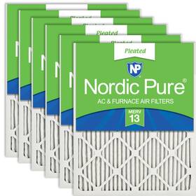 20x22x1m13-6 Nordic Pure 20x22x1 19 1/2 X 21 7/16 3/4 Pleated Merv 13 Air Filters 6 Pack