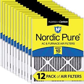 Nordic Pure 20x24x1 Merv 10 Pleated Plus Carbon Ac Furnace Air Filters 12 Pack