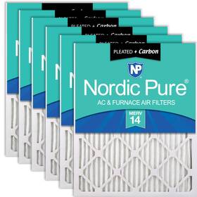 20x24x1m14 Nordic Pure C-6 20x24x1 Actual Size 19 1/2 X 23 7/16 3/4 Pleated Air Filters Merv 14 Plu