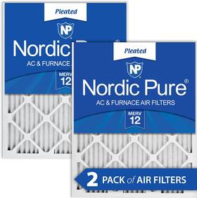 20x30x1m12-2 Nordic Pure 20x30x1 19 5/8 X 29 3/4 Pleated Merv 12 Air Filters 2 Pack