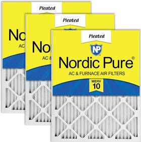 24x30x1m10-3 Nordic Pure 24x30x1 23 1/2 X 29 3/4 Pleated Merv 10 Air Filters 3 Pack