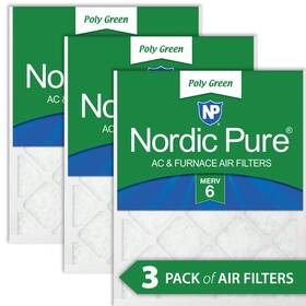 25x25x1polygreen-3 Nordic Pure 25x25x1 Merv 6 Poly Green Ac Furnace Air Filter 3 Pack - Captures Dust/pollen