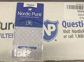 Nordic Pure 816387010262 12x18x1 11 1/2 X 17 Pleated Merv 12 Air Filters 6 Pack