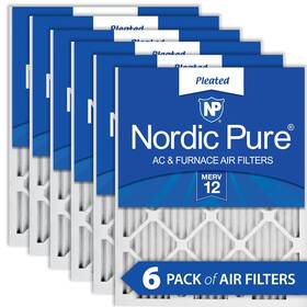 Nordic Pure 816387010989 18x25x1 17 1/2 X 24 3/4 Pleated 12 Air Filters 6 Pack