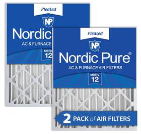 Nordic Pure 848224016656 20x20x4 19 1/2 X 3 5/8 Pleated Merv 12 Air Filters 2 Pack