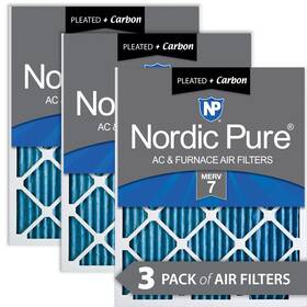 Nordic Pure 848224027843 14x30x1 13 15/16 X 29 3/4 Pleated Air Filters 7 Plus Carbon 3 Pack