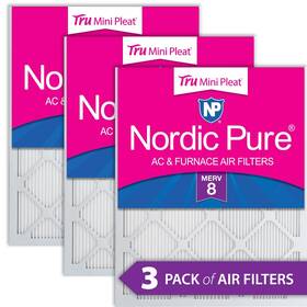 Nordic Pure 848224031116 8x20x1 7 11/16 X 19 3/4 Tru Mini Pleat 8 Ac Furnace Air Filters 3 Pack