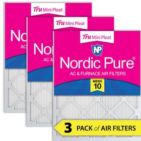 Nordic Pure 848224031659 18x30x1 17 3/4x29 3/4 Tru Mini Pleat Merv 10 Air Filters 3 Pack