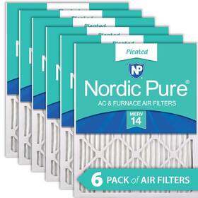Nordic Pure 848224036142 20x30x1 19 5/8 X 29 3/4 Pleated Merv 14 Air Filters 6 Pack