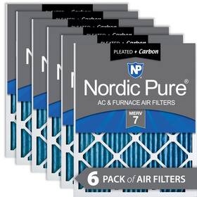 Nordic Pure 848224039433 20x20x1 19 1/2 X 3/4 Pleated Air Filters 7 Plus Carbon 6 Pack