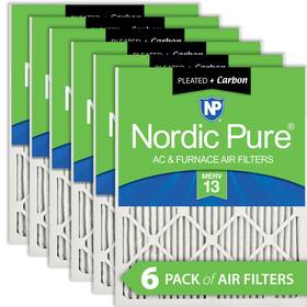 Nordic Pure 848224047810 14x20x1 13 1/2 X 19 3/4 Pleated Air Filters Plus Carbon 6 Pack