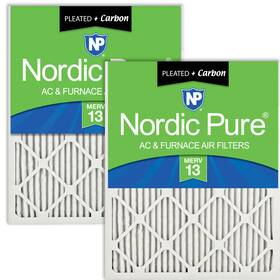Nordic Pure 848224124436 10x20x1 9 1/2 X 19 3/4 Pleated Air Filters 13 Plus Carbon 2 Pack