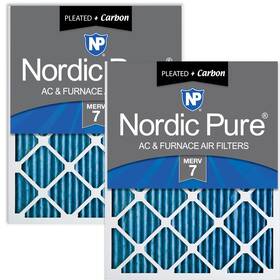 Nordic Pure 848224125914 14x14x1 13 3/4 X Pleated Air Filters 7 Plus Carbon 2 Pack