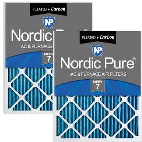 Nordic Pure 848224126751 14x30x1 13 15/16 X 29 3/4 Pleated Air Filters 7 Plus Carbon 2 Pack