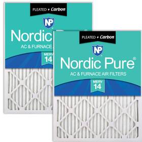 Nordic Pure 848224127093 16x16x1 15 3/4 X Pleated Air Filters 14 Plus Carbon 2 Pack