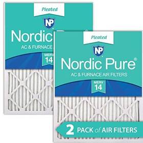Nordic Pure 848224129004 18x25x1 17 1/2 X 24 3/4 Pleated 14 Air Filters 2 Pack