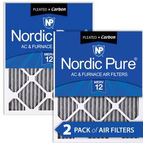 Nordic Pure 848224135784 10x20x1 9 1/2 X 19 3/4 Furnace Air Filters 12 Pleated Plus Carbon 2 Pack