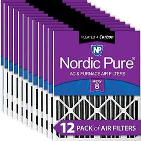 Nordic Pure 848224135937 10x20x2 Merv 8 Pleated Plus Carbon Ac Furnace Air Filters 12 Pack