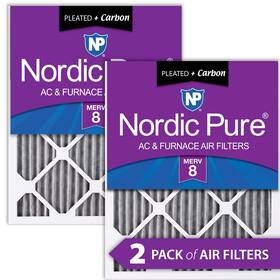 Nordic Pure 848224136521 12x20x1 11 1/2 X 19 3/4 Furnace Air Filters 8 Pleated Plus Carbon 2 Pack