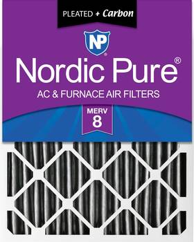 Nordic Pure 848224136866 12x24x4 11 1/2 X 23 3/8 3 5/8 Pleated Plus Carbon Air Filters 8 1 Pack