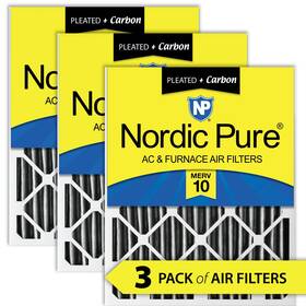 Nordic Pure 848224138945 16x24x2 15 1/2 X 23 1 3/4 Furnace Air Filters 10 Pleated Plus Carbon