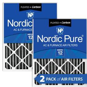 Nordic Pure 848224139034 16x24x4 15 3/8 X 23 3 5/8 Pleated 12 Plus Carbon 2 Pack