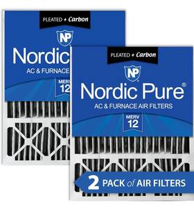 Nordic Pure 848224140894 20x25x5 Pleated Plus Carbon Air Filters Merv 8 2 Pack