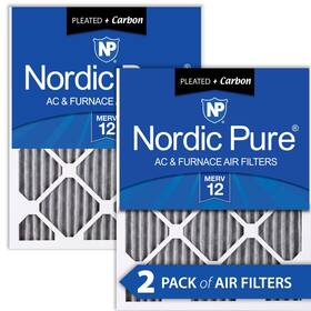 Nordic Pure 848224141846 24x24x1 23 3/8 X 3/4 Furnace Air Filters 12 Pleated Plus Carbon 2