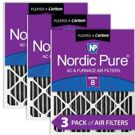 Nordic Pure 848224141921 24x24x2 Merv 8 Pleated Plus Carbon Ac Furnace Air Filters 3 Pack