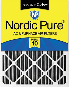 Nordic Pure 848224141938 24x24x4 23 3/8 X 3 5/8 Furnace Air Filters 10 Plus Carbon 1 Pack