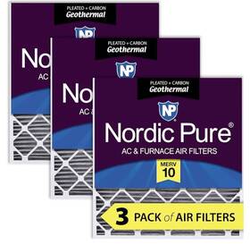 Nordic Pure 848224147251 30x32x2 Geothermal Merv 10 Plate With Carbon Ac Furnace Filter 3 Pack