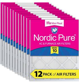Nordic Pure 848224159759 16x20x1 15 1/2x19 1/2 Tru Mini Pleat Merv 10 Air Filters 12 Pack