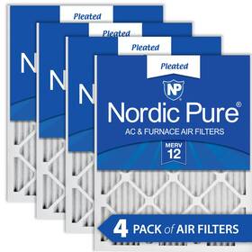 Nordic Pure 848224186359 16x25x1 15 1/2 X 24 3/4 Pleated 12 Air Filters 4 Pack