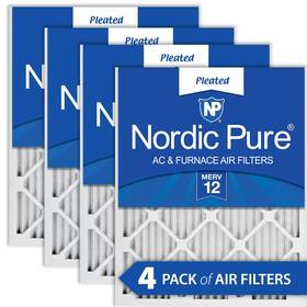 Nordic Pure 848224186380 18x20x1 17 1/2 X 19 3/4 Pleated 12 Air Filters 4 Pack