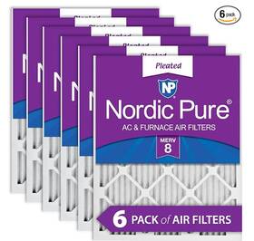 Nordic Pure 848224187462 20x30x1 19 5/8 X 29 3/4 Pleated Merv 8 Air Filters 6 Pack